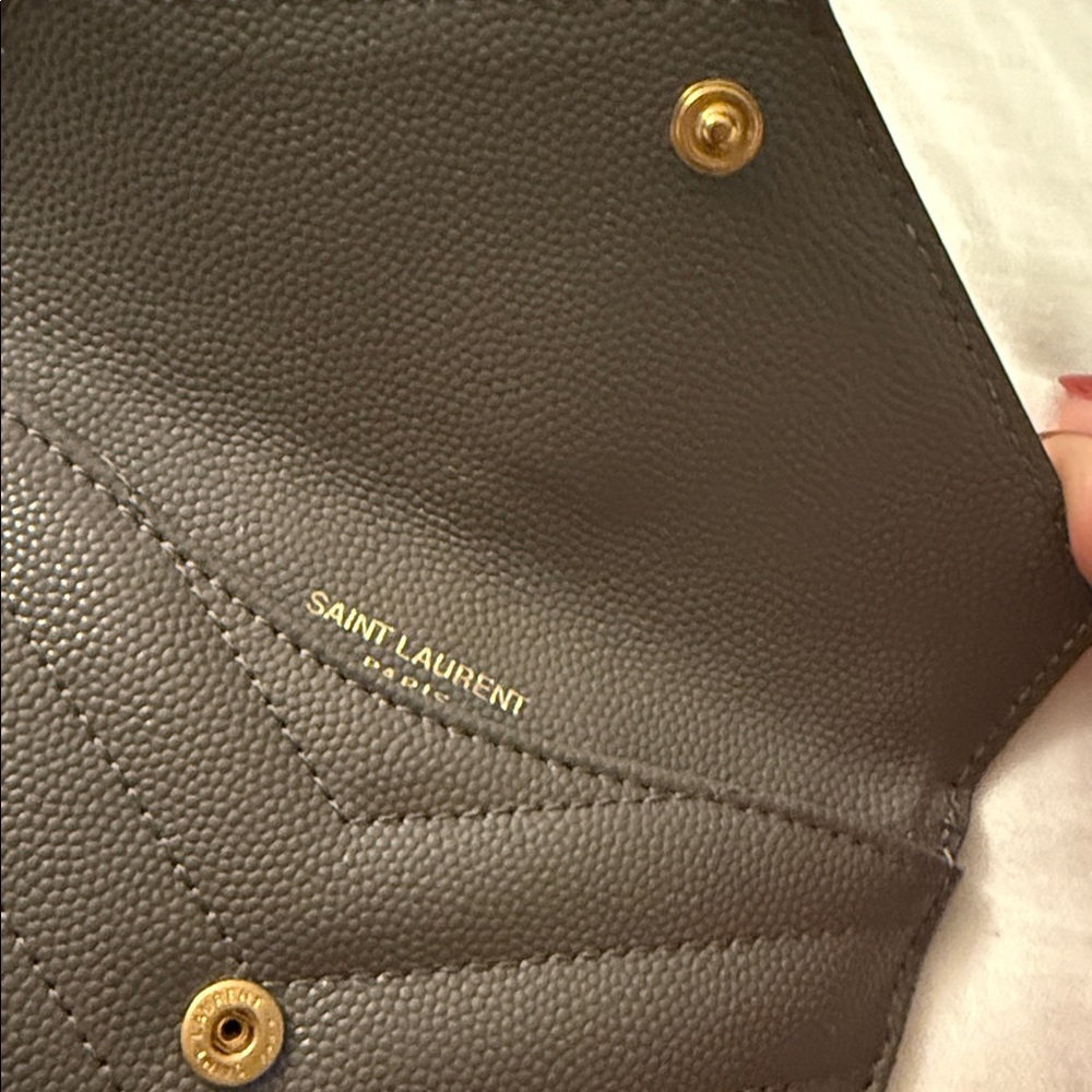 Saint Laurent YSL Dark Gray Leather Wallet Card Holder Case with gold hardware - Picture 3 of 9